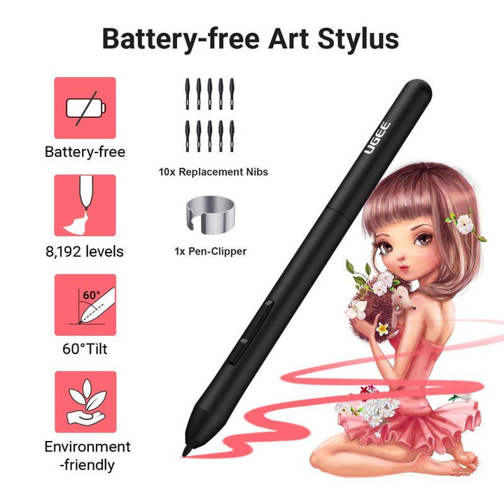 Portable Digital Drawing Tablet with Battery-Free Stylus - Perfect for Art, Writing & Home Office - 10 Programmable Keys - Ideal Summer Gift