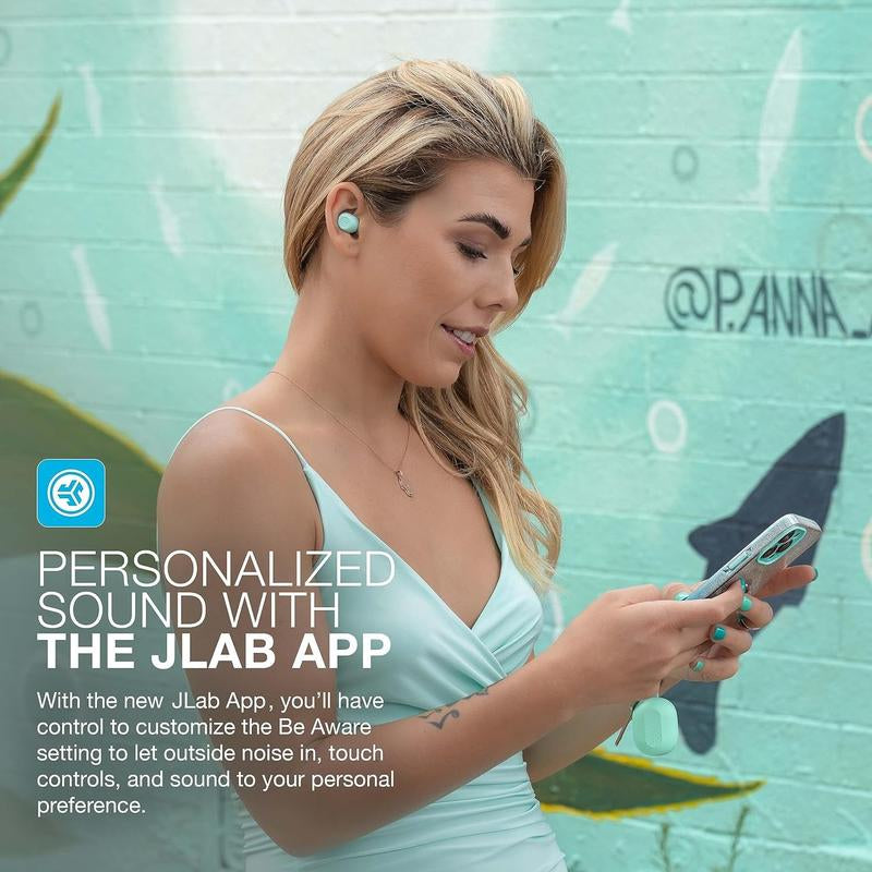 JLab JBuds Mini Earbuds - Ultra-Compact Bluetooth Earbuds with Keyring Fit, Safe Mode, and Custom EQ for Android/iPhone