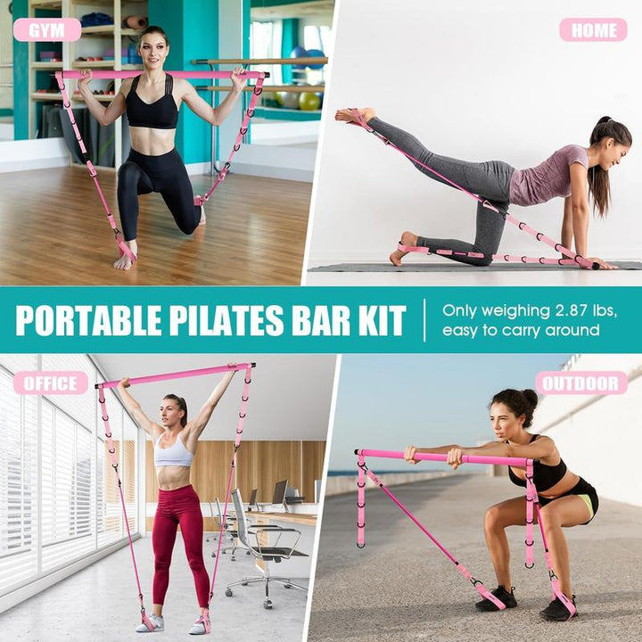 Versatile Pilates Bar Kit with Resistance Bands - Perfect Home Gym Equipment for Full-Body Workouts, Ideal Christmas Gift for Fitness Enthusiasts!