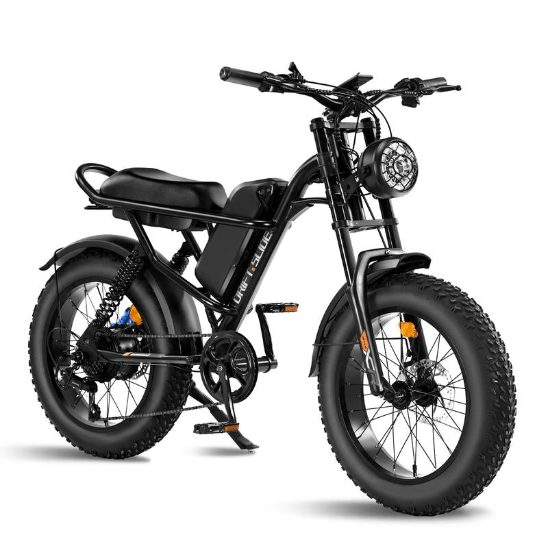 DRIFT.SLIDE 1500W Electric Bike - 28 MPH, 60 Miles Range, All-Terrain Fat Tire, 7-Speed, Removable 48V Battery - Ultimate Moped Style Adventure!