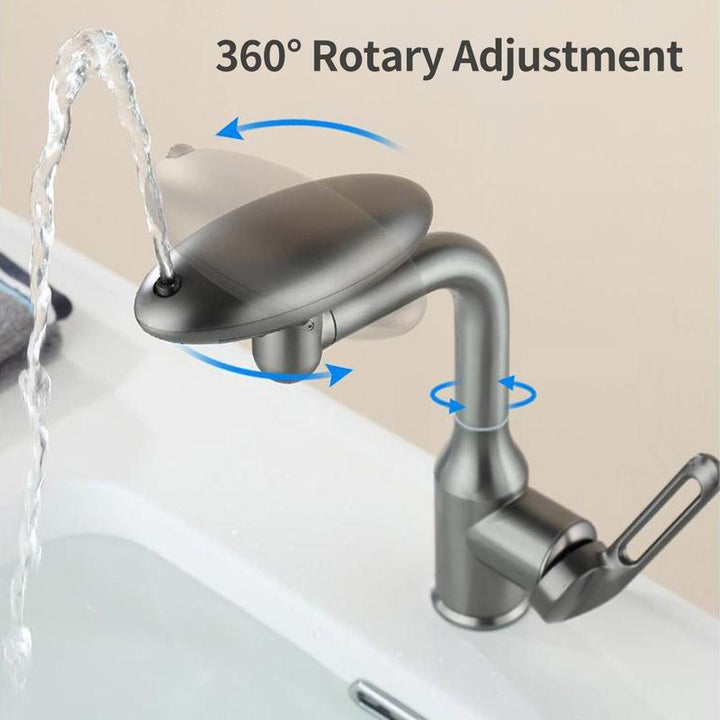 Versatile 4-Mode Splash-Proof Rotatable Stainless Steel Bathroom Faucet - Modern Waterfall Design for Stylish Home Accessories