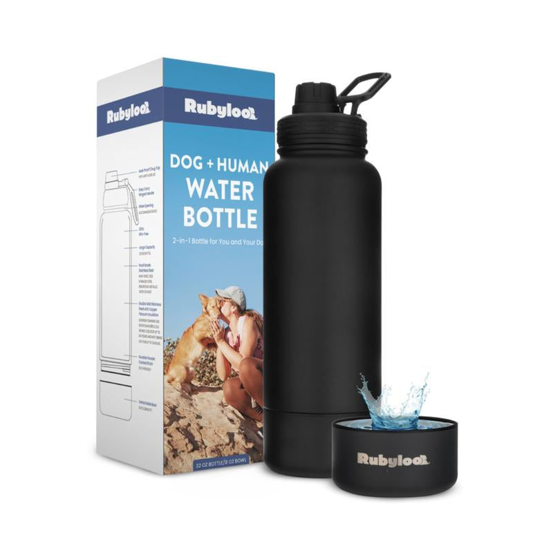 32 Oz Stainless Steel Dog Water Bottle with Detachable 8 Oz Bowl - Perfect Gift for Dog Lovers!