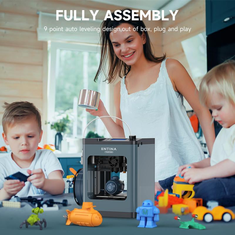 Tina2Plus 3D Printer - High-Speed 250mm/s Mini FDM Printer with Auto Leveling & WiFi, Ideal for Kids and Beginners, Fully Assembled with Spring Steel Platform