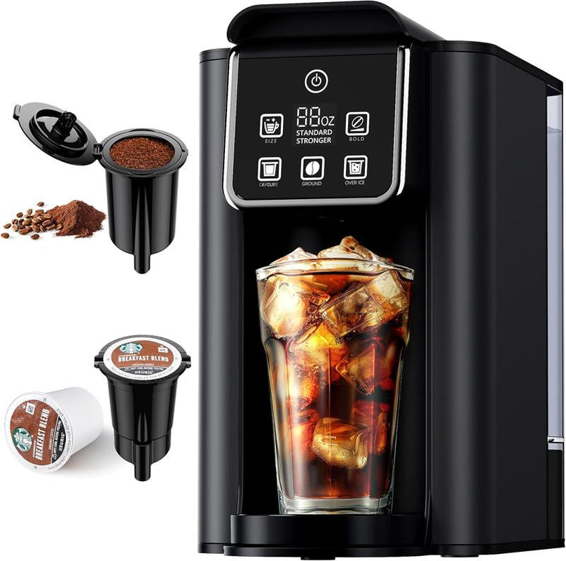SHARDOR Single Serve Coffee Maker - Versatile Hot & Iced Brew, 5 Cup Sizes, 20 Bar Espresso Machine with Milk Frother & Touchscreen for K Cup Pods & Ground Coffee