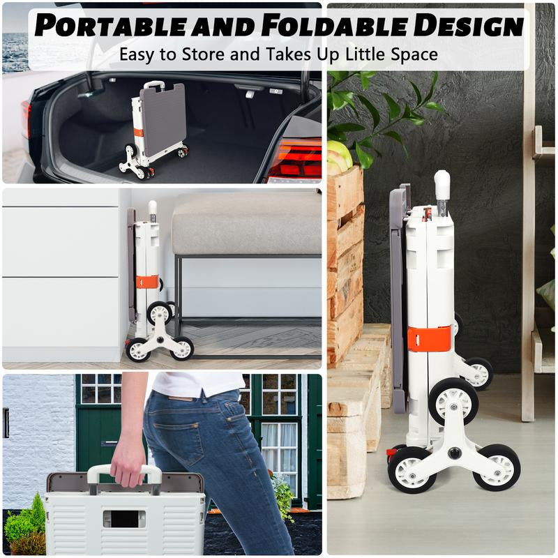 SELORSS BY10C Foldable Utility Cart with Stair Climbing Wheels - Collapsible Rolling Crate with Magnetic Lid and Telescopic Handle for Easy Transport and Storage