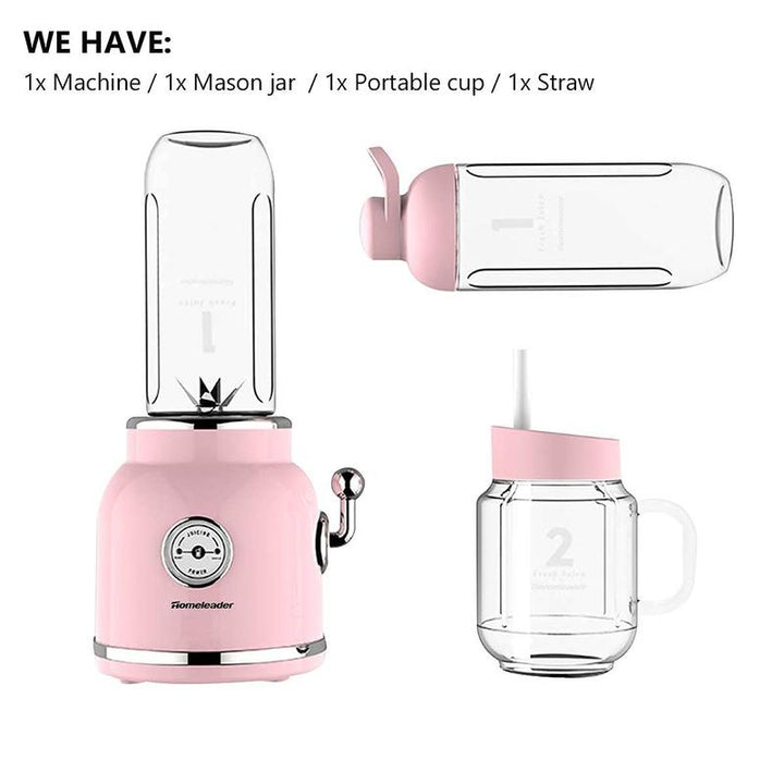 Homeleader Personal Smoothie Blender - 6 Sharp Blades, 21Oz Travel Cup & Lids, Pink - Perfect for Shakes & Juicing!