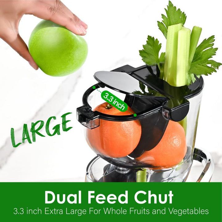 High Yield Cold Press Vertical Juicer with 3.3" Feed Chute - Masticating Juicer for Whole Fruits & Vegetables, BPA-Free