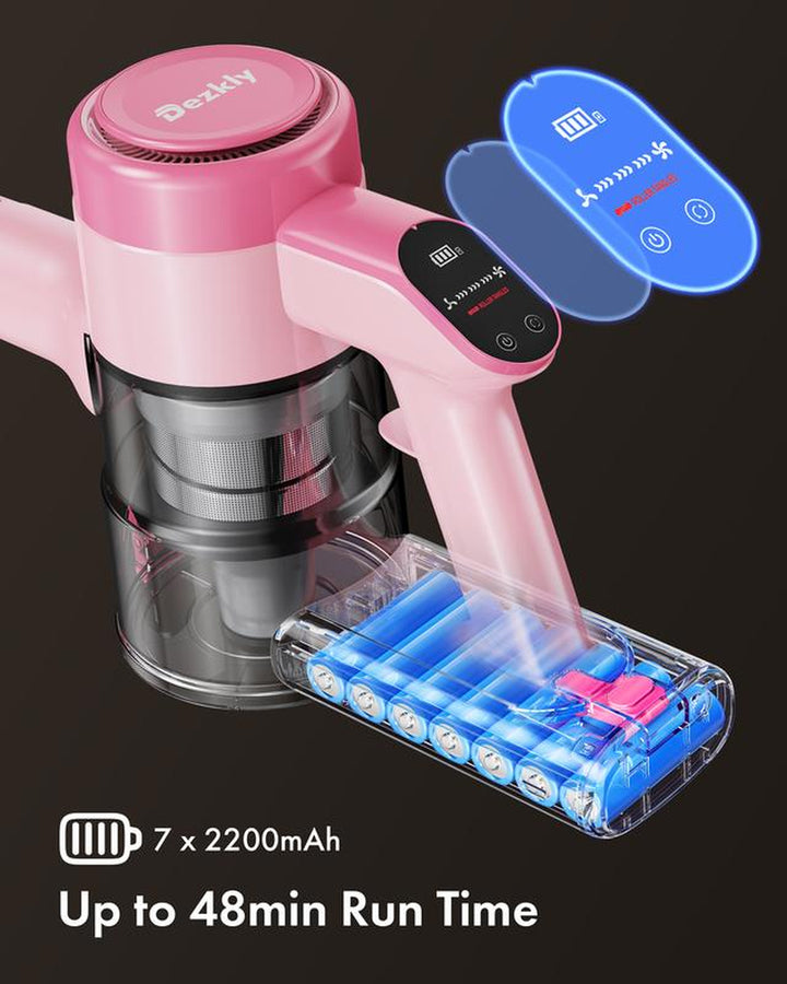 Dezkly 300W Cordless Vacuum Cleaner - 23Kpa Powerful Suction, 48 Mins Runtime, Lightweight Stick with LED Display & Sofa Brush for Effortless Cleaning on Hard Floors, Carpets & Pet Hair