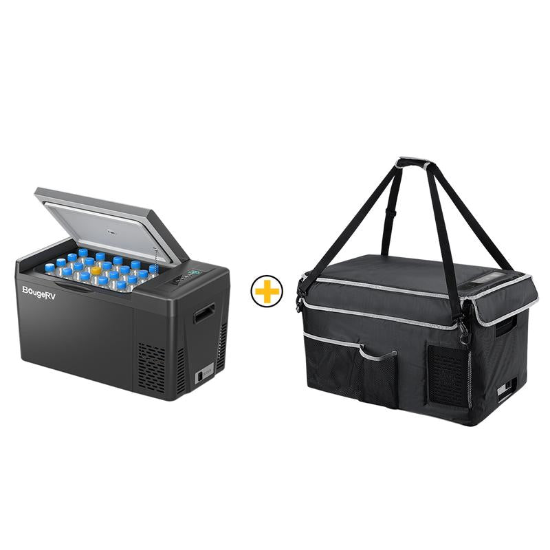 Bougerv 23 Quart Portable Fridge - Ultimate Camping & Road Trip Cooler with Dual Voltage for Trucks, Vans, and RVs - Freezes Down to -7℉!