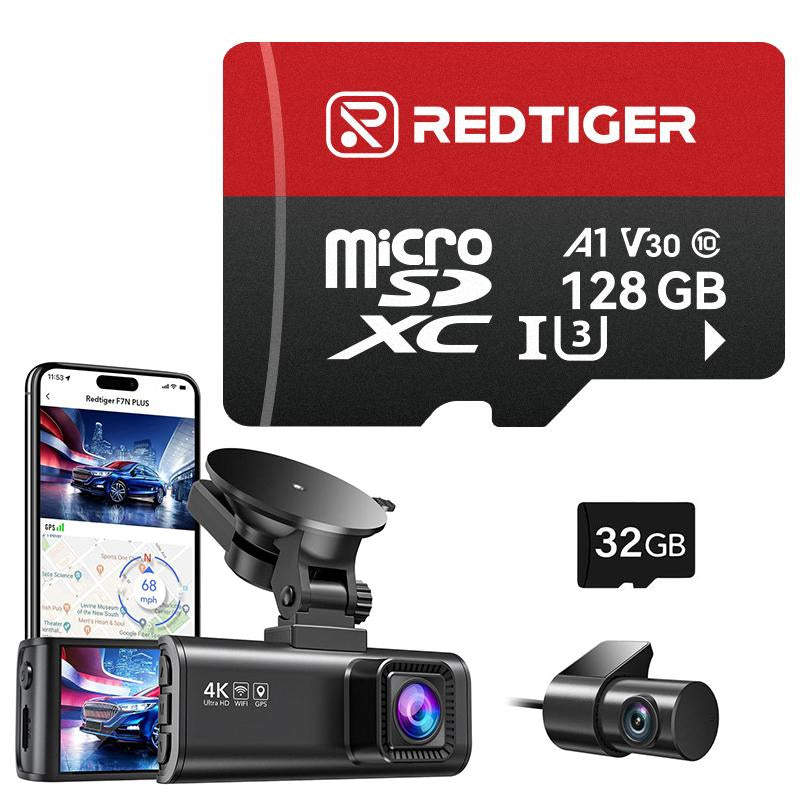 REDTIGER F7NP Dash Cam - 4K Front & 2.5K Rear, Wi-Fi & GPS, 3.16" IPS Screen, Night Vision, 170° Wide Angle, 24H Parking Mode