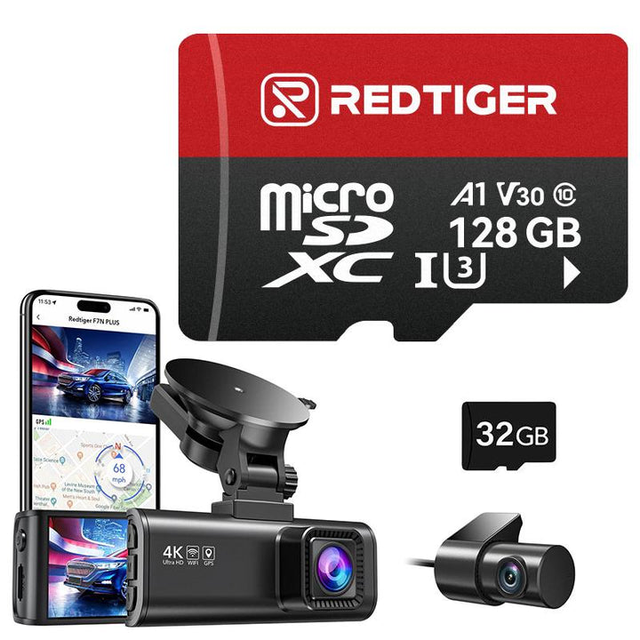 REDTIGER F7NP Dash Cam - 4K Front & 2.5K Rear, Wi-Fi & GPS, 3.16" IPS Screen, Night Vision, 170° Wide Angle, 24H Parking Mode