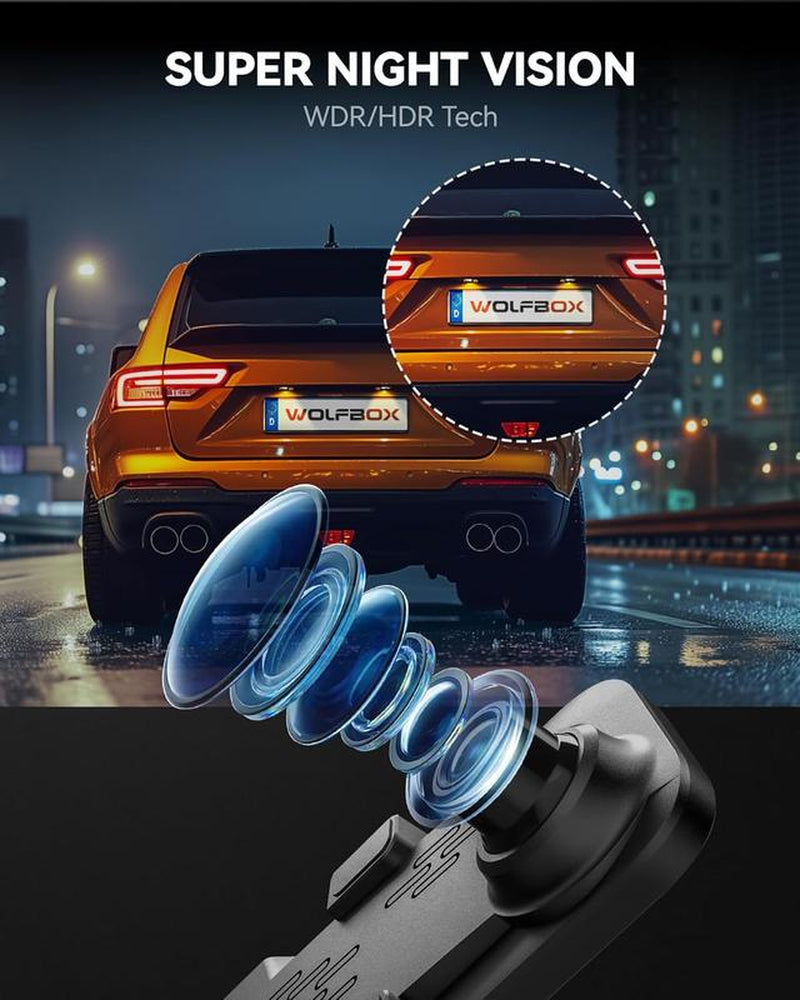 WOLFBOX G840S 12" 4K Mirror Dash Cam - Dual Cameras, Night Vision, GPS & 32GB Card - Ultimate Backup Camera for Cars & Trucks - Perfect Father's Day Gift!