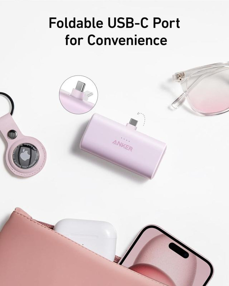 Anker Nano Power Bank, 12W Built-In Lightning Connector and 22.5W Built-In USB-C Connector, for Iphone 14/13/12 Series