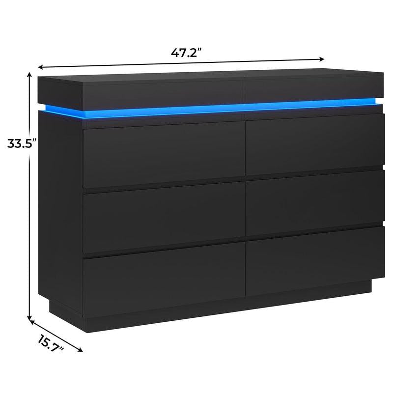 Sikaic Modern LED Dresser with Charging Station & Sliding Drawers - Stylish Storage Tower for Bedroom Organization