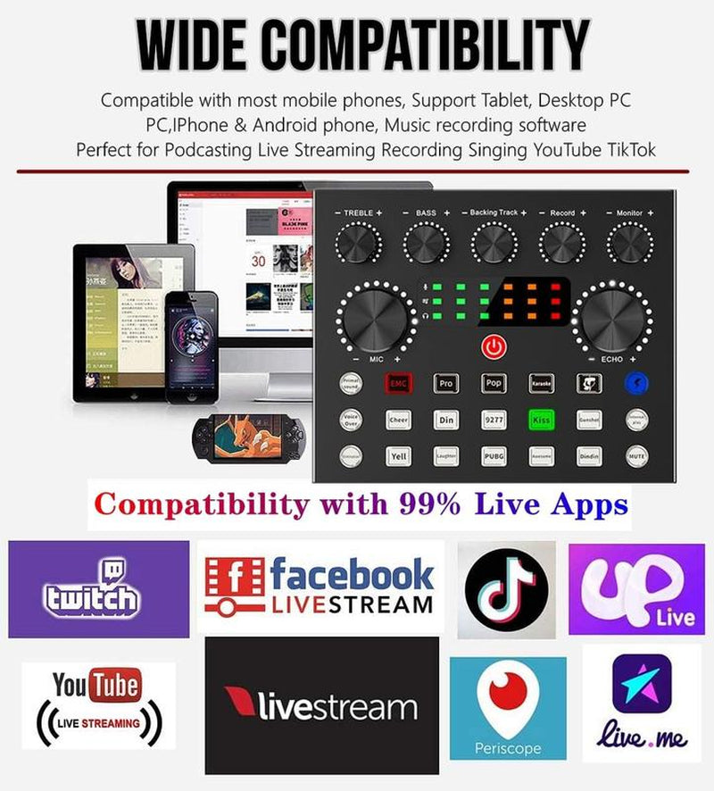 Haomuren BM800 Podcast Equipment Bundle - Complete Recording Studio Package with V8S Voice Changer for Podcasting, Live Streaming, Singing, and Content Creation on PC and Mobile