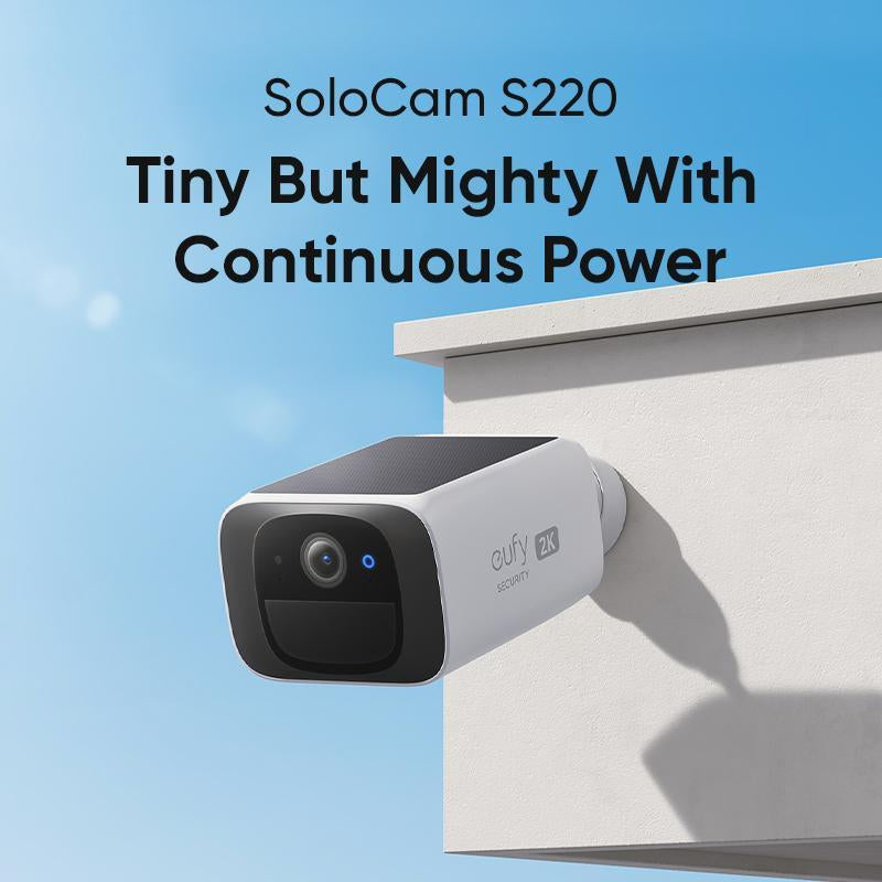 Eufy Security Solocam S220 - Wireless Solar Outdoor Camera with 2K Resolution, No Monthly Fees, and Homebase 3 Compatibility