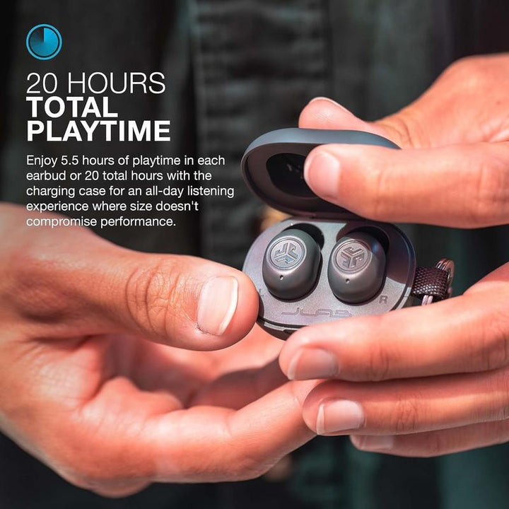 JLab JBuds Mini Earbuds - Ultra-Compact Bluetooth Earbuds with Keyring Fit, Safe Mode, and Custom EQ for Android/iPhone