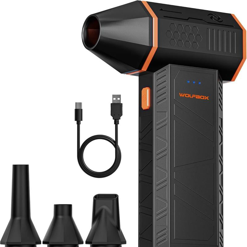 WOLFBOX 6-in-1 Super Power Electric Air Duster & Leaf Blower - 150,000 RPM Cordless Turbo Blower for Lawn Care, Car Cleaning & More - Perfect Father's Day Gift!