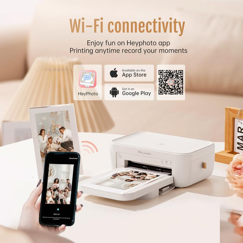 Portable 4X6 Photo Printer with 20 Sheets & 1 Ribbon - Perfect for iPhone, Android & Smartphones - Thermal Dye-Sublimation & AR Video Printing