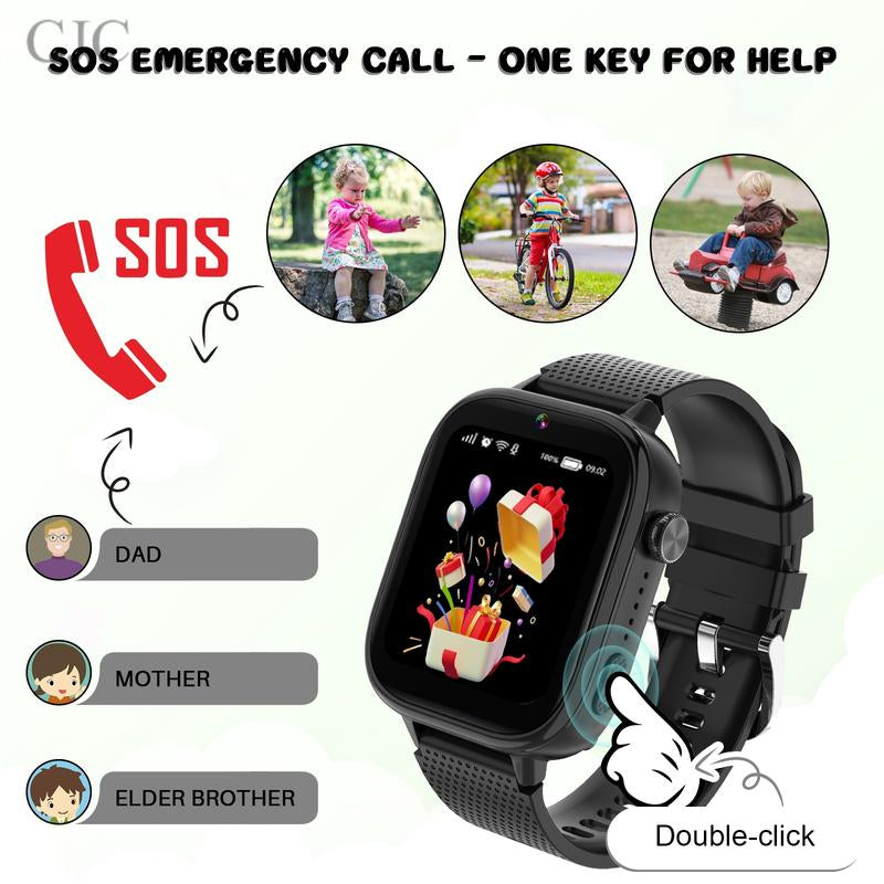 CJC Kids Smartwatch with Built-In GPS, SOS Emergency Call Button, Two-Way Talk Function, Camera, 47 Educational Games, Tons of Apps to Download Touch Screen Weaved Strap Wearable Smartphone Wristwatch