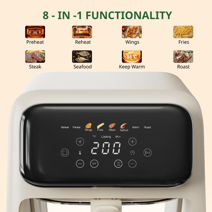 Crispy Quiet 4-in-1 Non-Toxic Glass Air Fryer & Containers - 4.2Qt, Dishwasher Safe, 400°F Air Crisp Technology for Easy Meals - Ivory
