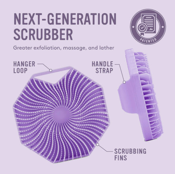 Sud Scrub Antimicrobial Silicone Body Scrubber - Gentle Exfoliating Bath & Shower Brush for Sensitive Skin