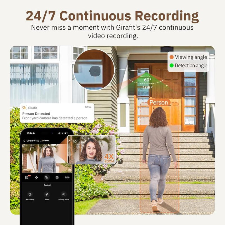 3MP 2K Indoor Security Camera with Night Vision, Motion Detection & 24/7 Recording - Easy Install, Dual Wifi Connectivity
