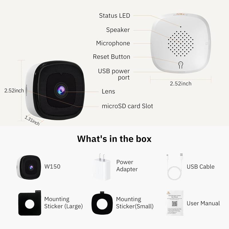 3MP 2K Indoor Security Camera with Night Vision, Motion Detection & 24/7 Recording - Easy Install, Dual Wifi Connectivity