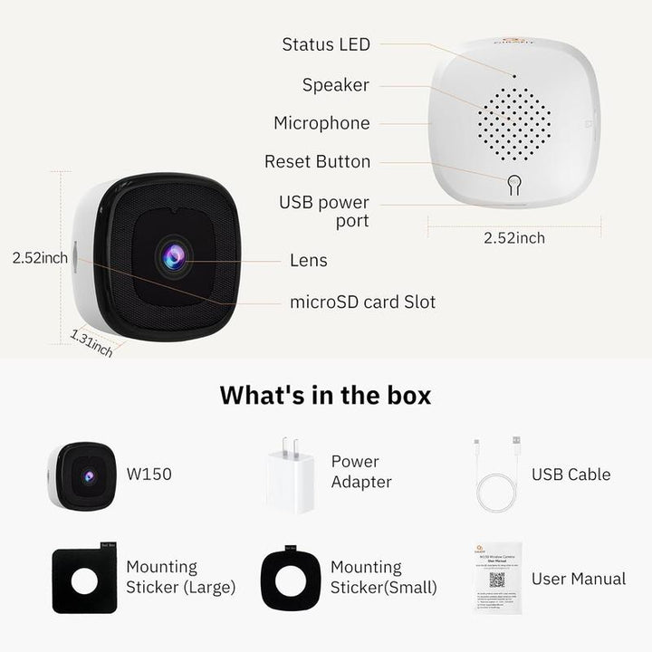 3MP 2K Indoor Security Camera with Night Vision, Motion Detection & 24/7 Recording - Easy Install, Dual Wifi Connectivity