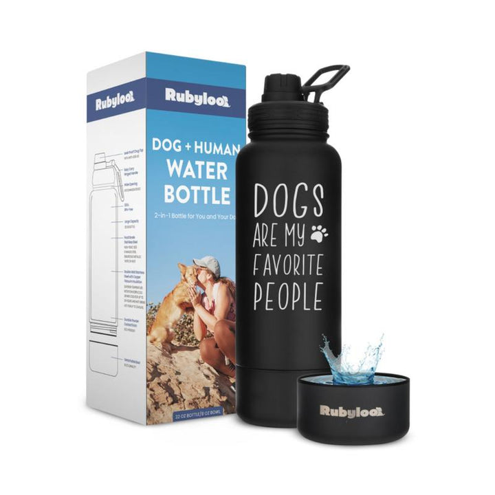 32 Oz Stainless Steel Dog Water Bottle with Detachable 8 Oz Bowl - Perfect Gift for Dog Lovers!