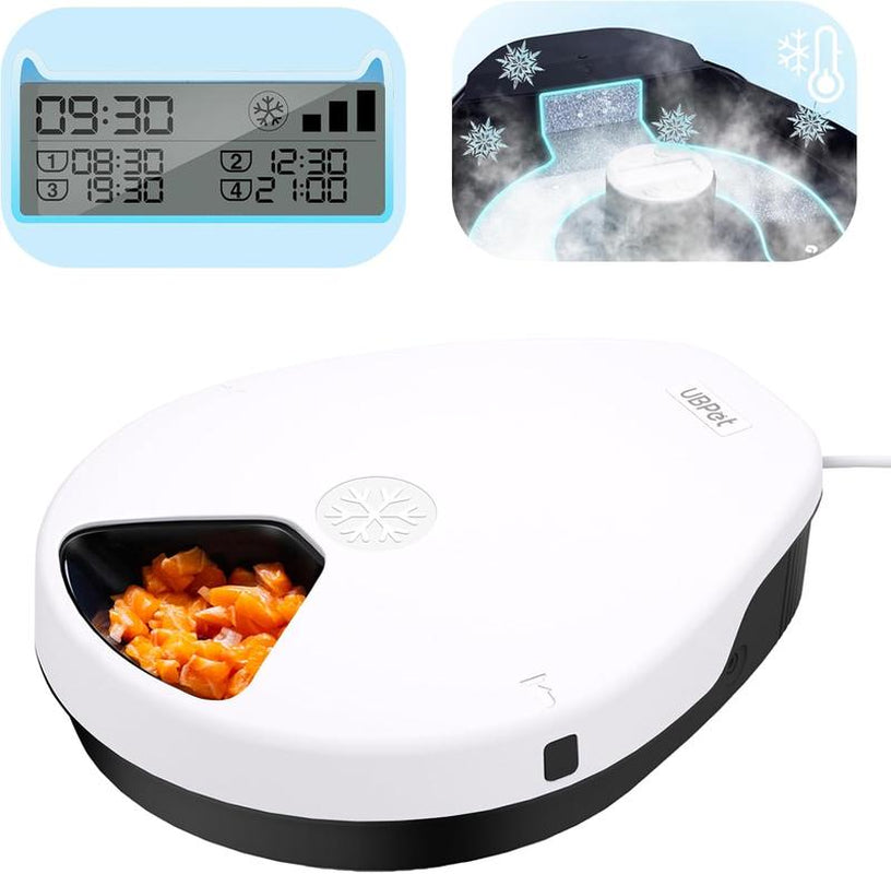 Ubpet 5-Meal Automatic Cat Feeder with Cooling Technology - Timed Feeding for Wet & Dry Food, 24-Hour Freshness