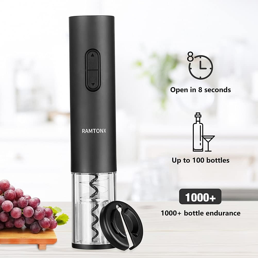 Automatic Electric Wine Bottle Opener with Foil Cutter - Perfect Gift for Wine Lovers, Waiters, and Home Entertainers - Portable and Easy to Use for Parties and Outdoor Events