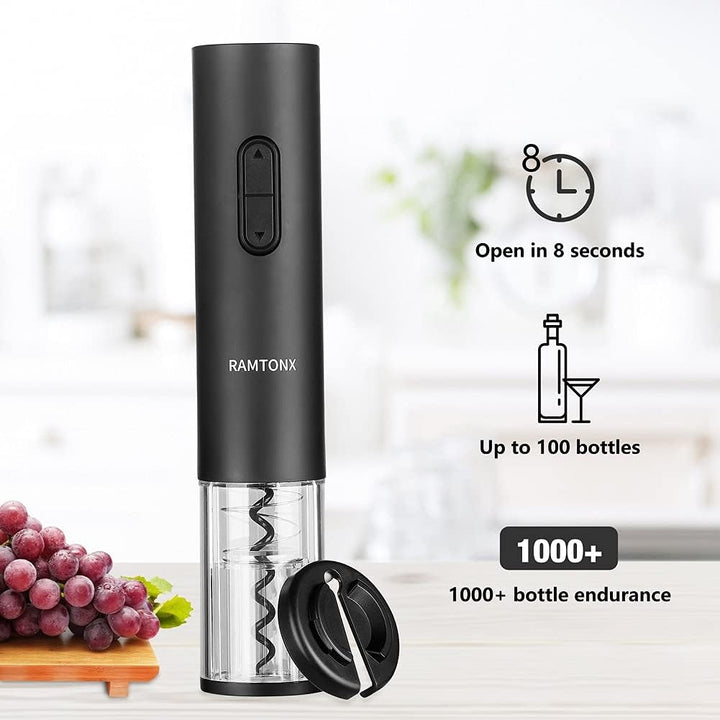 Automatic Electric Wine Bottle Opener with Foil Cutter - Perfect Gift for Wine Lovers, Waiters, and Home Entertainers - Portable and Easy to Use for Parties and Outdoor Events