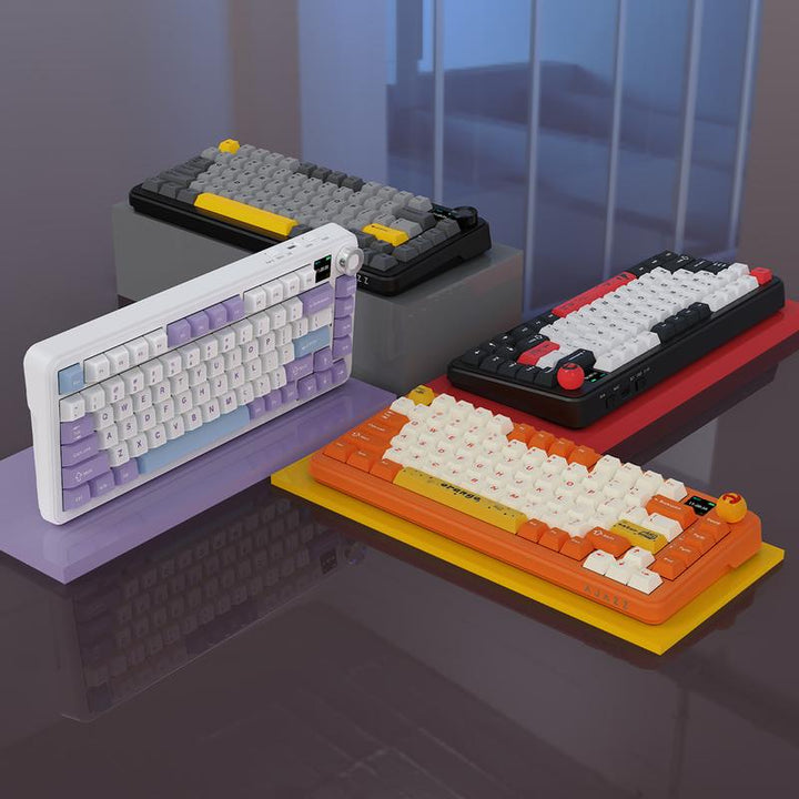 AJAZZ AK820 MAX plus Upgraded Wireless Mechanical Keyboard,Creamy Budget Keyboard, Bt5.0/2.4Ghz/Usb-C Gaming Keyboard with 5 Layers of Padding, Flexible Cut PCB, 8000Mah, FR4 Board, RGB Backlight, for Win/Mac