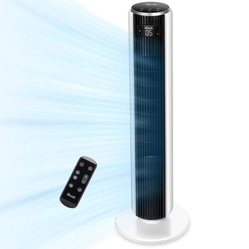 LEVOIT Classic 36" Bladeless Tower Fan - 25Ft/S Velocity, 28dB Quiet Cooling, 90° Oscillation, 5 Speeds & 4 Modes for Ultimate Comfort