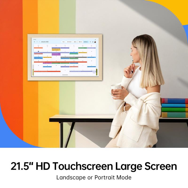 Apolosign Smart Digital Calendar - 21.5" & 15.6" Interactive Touch Screen for Family Schedules, Chore Charts & Home Décor - Wall Mountable Planner