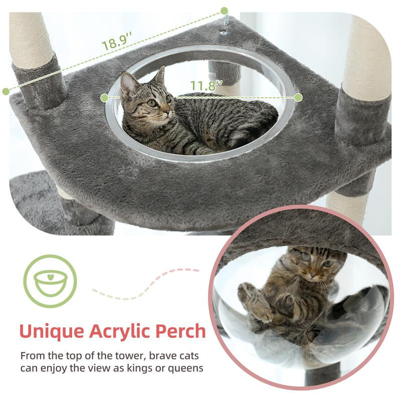 Adjustable PAWZ Road 92.9-101.6 Inch Floor to Ceiling Cat Tree with Scratching Posts, Condo, Perches & Hammock – Perfect for Indoor Cats!