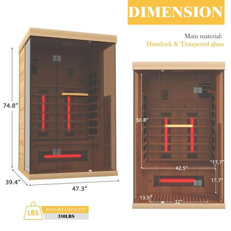 Premium 2-Person Infrared Sauna with Bluetooth Compatibility for Ultimate Relaxation