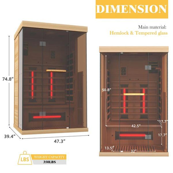 Premium 2-Person Infrared Sauna with Bluetooth Compatibility for Ultimate Relaxation