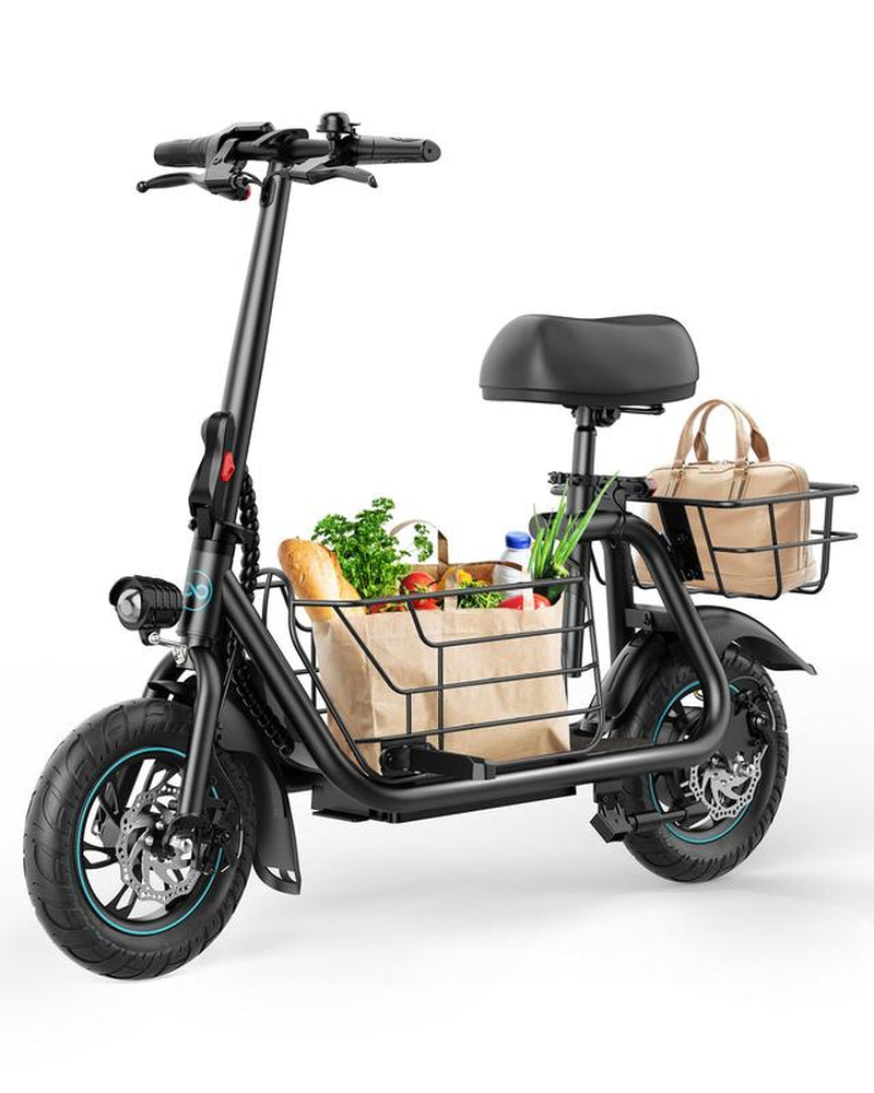 Ultimate Electric Scooter for Adults - 550W Motor, 20-Mile Range, 18.6MPH Speed, Comfortable Seat & Ample Storage for Pets & Cargo