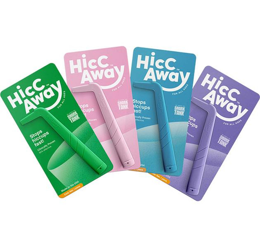 Hiccaway Hiccup Straw Family Pack of 4 - Fast Relief from Hiccups, Clinically Proven, Safe & Reusable, As Seen on Shark Tank!