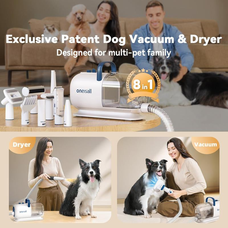 Oneisall Cozy C1 Smart Pet Grooming Kit - Vacuum Blow Dryer & Clippers for Shedding, Drying, and Trimming with 7 Heat Settings & Adjustable Air Flow
