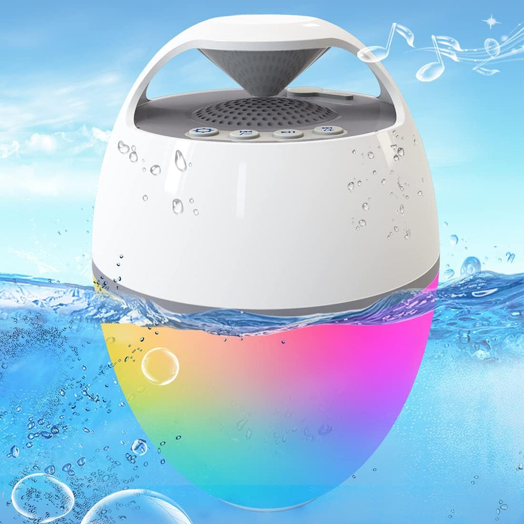 Ultimate Waterproof Floating Pool Speaker with LED Lights - Powerful Bluetooth Sound for Parties & Outdoor Fun, 82 Ft Range, Rich Bass & Built-in Mic