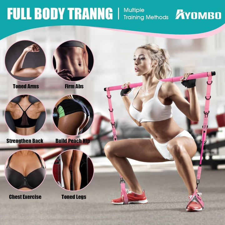Versatile Pilates Bar Kit with Resistance Bands - Perfect Home Gym Equipment for Full-Body Workouts, Ideal Christmas Gift for Fitness Enthusiasts!