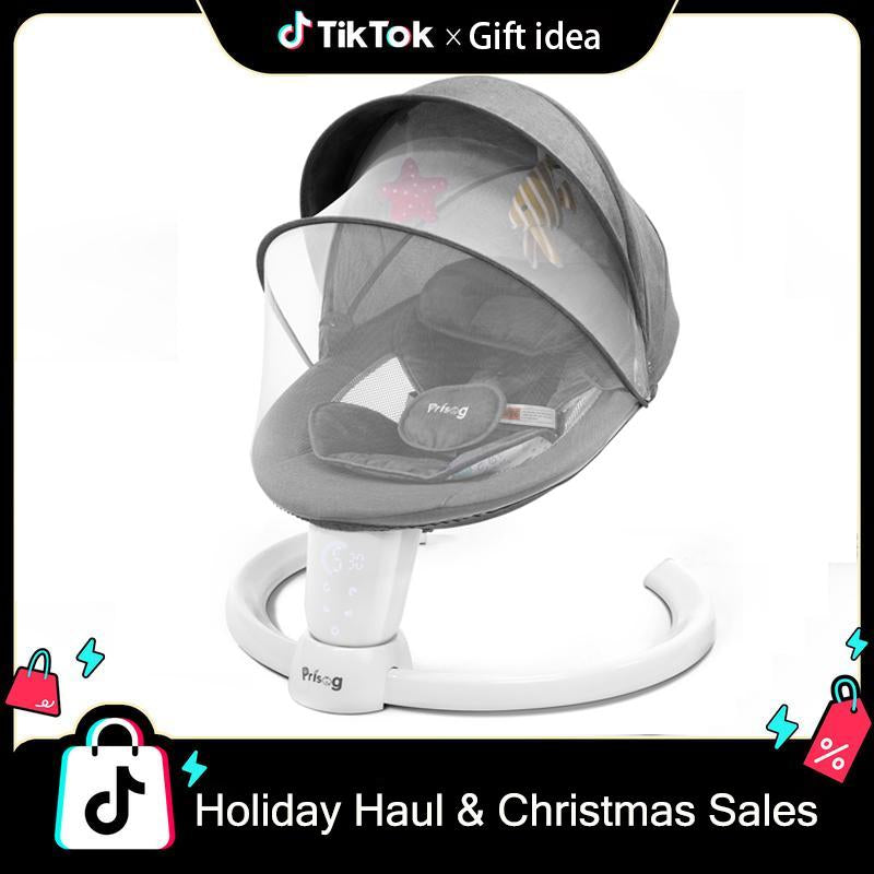 Premium Electric Baby Swing with LED Touch Panel, 5 Sway Speeds & Remote Control – Bluetooth & Music Infant Rocker Perfect for Christmas Gifts (Indoor/Outdoor)