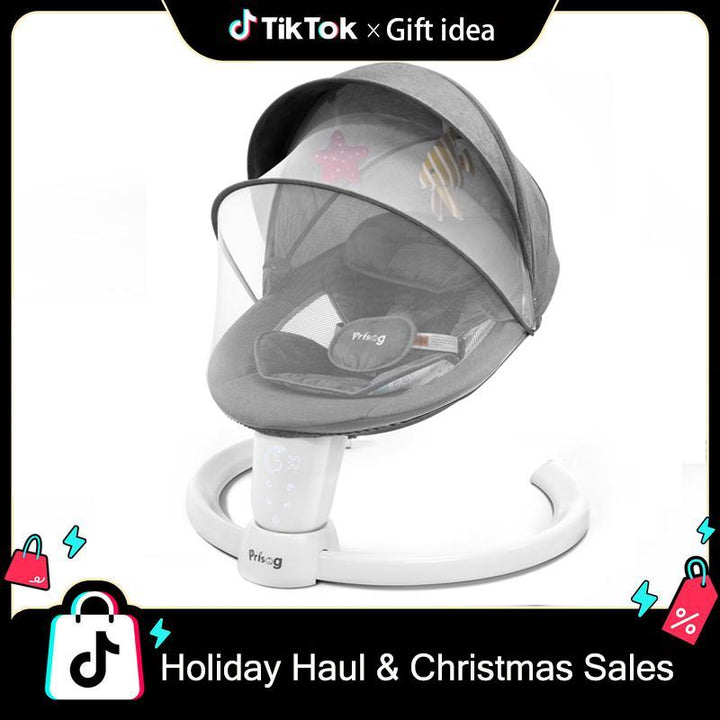 Premium Electric Baby Swing with LED Touch Panel, 5 Sway Speeds & Remote Control – Bluetooth & Music Infant Rocker Perfect for Christmas Gifts (Indoor/Outdoor)