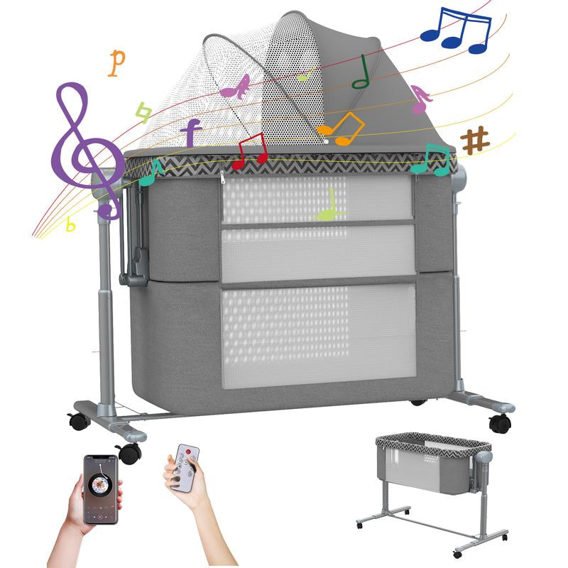Ultimate Electric Rocking Bassinet for Baby - 4-in-1 Bedside Sleeper with Remote Control, Portable Design, 3-Speed Swings & Wheels for Easy Mobility