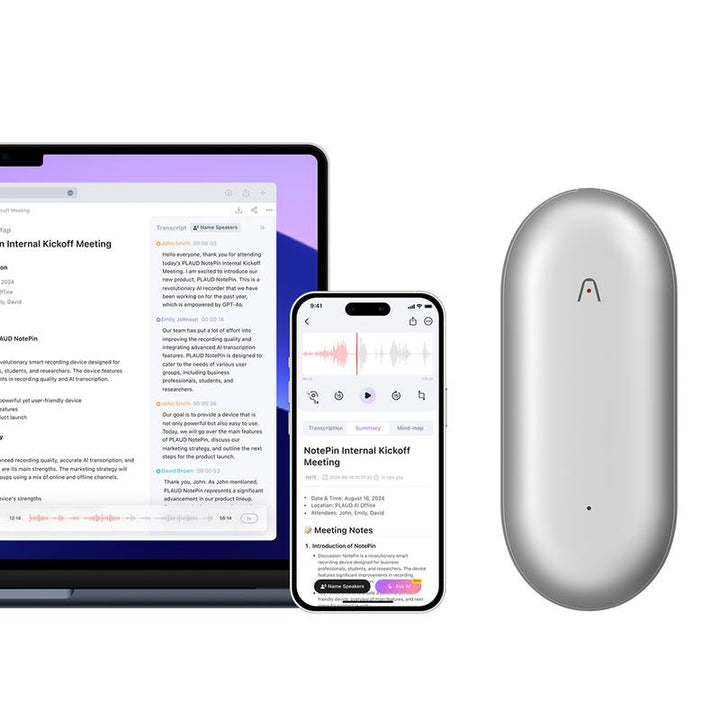 PLAUD Notepin AI Voice Recorder - Smart Notetaker & Transcriber with 64GB Memory, App Control, Supports 112 Languages for Lectures & Meetings