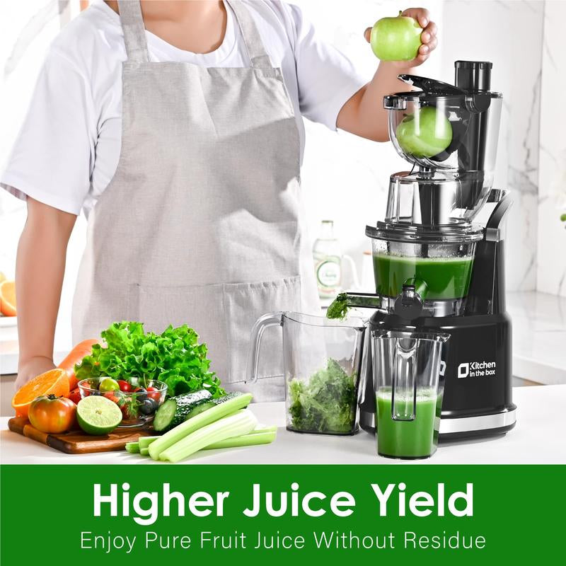 High Yield Cold Press Vertical Juicer with 3.3" Feed Chute - Masticating Juicer for Whole Fruits & Vegetables, BPA-Free