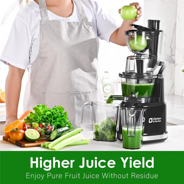 High Yield Cold Press Vertical Juicer with 3.3" Feed Chute - Masticating Juicer for Whole Fruits & Vegetables, BPA-Free